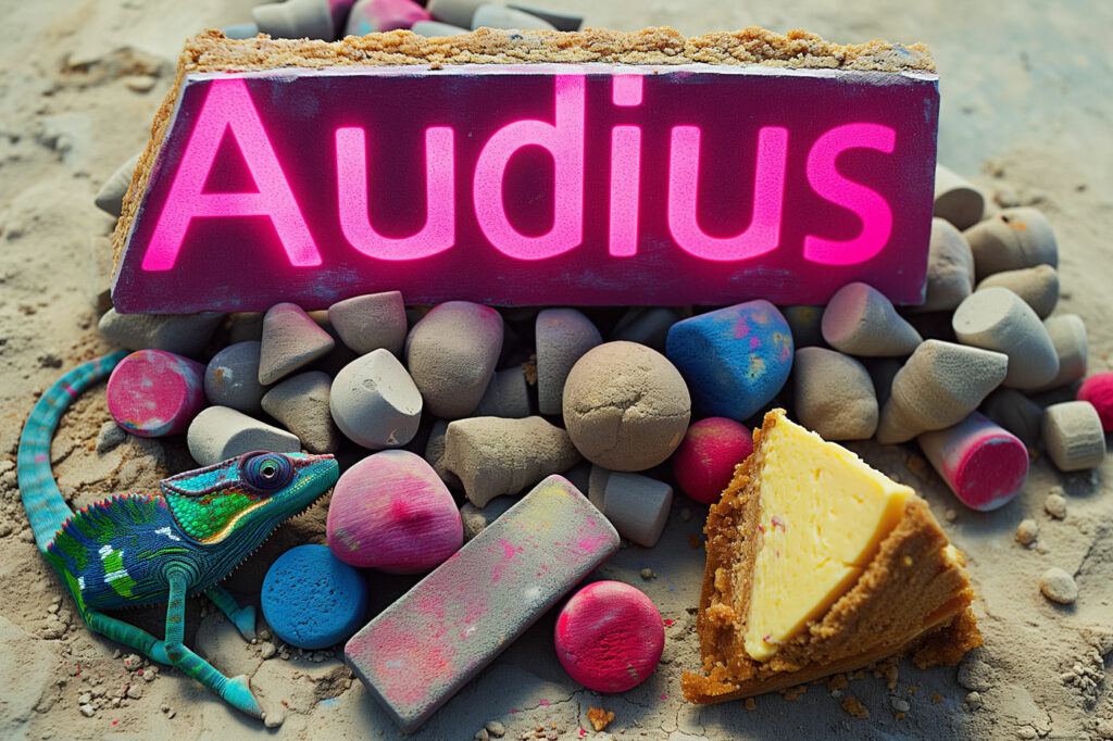 cheesecake, chalk, and a chameleon map who audius is made for.