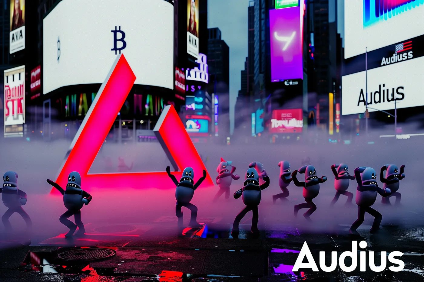 Audius Tokenization: Explained by Times Square Mascots
