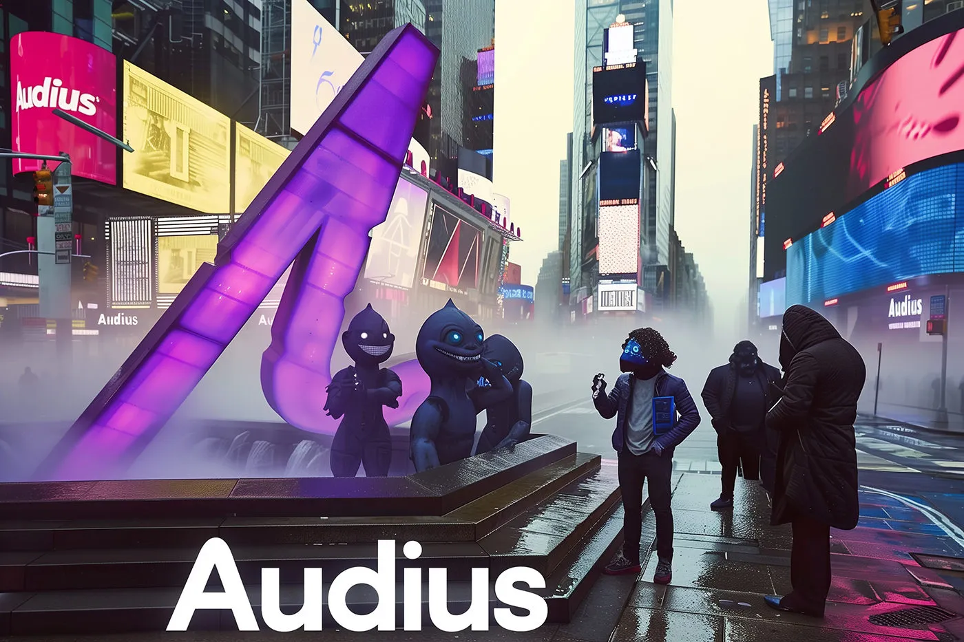Audius Tokenization: Explained by Times Square Mascots